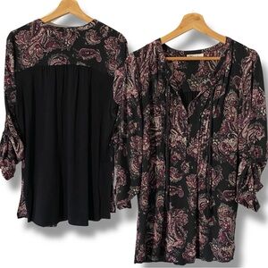 DR2 Smocked Purple Paisley Oversized Peasant Blouse